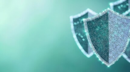 Abstract Digital Shields Graphic Representing Security and Protection in Modern Technology Landscape