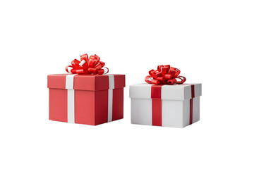 Obraz premium Two Gift Boxes with Red Ribbons on Transparent Background