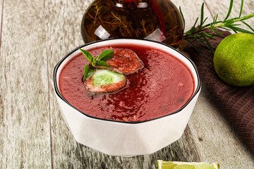 Sweet watermelon gazpacho with cucmber
