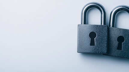 Close-Up View of Two Metallic Padlocks on a Light Background Symbolizing Security and Protection in Modern Life
