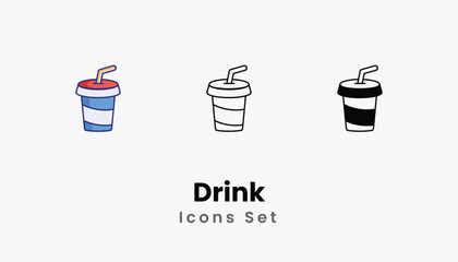 Drink Icons thin line and glyph vector icon stock illustration