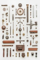 Obraz premium Assorted metal and wood tools arranged symmetrically.