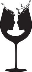 silhouette of a couple with a cocktail.