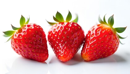 Three Strawberries on white Background