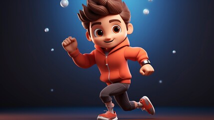 Fototapeta premium A photo of a 3D character using a smartwatch for fitness
