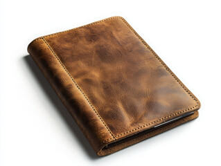 Minimalist white photography of luxury full-grain leather document organizer elegant presentation