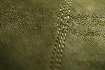 A close up of a leather surface with a stitching pattern