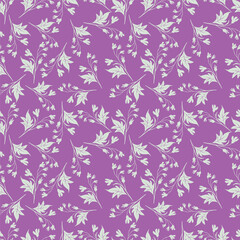 Seamless floral pattern, abstract natural print with hand drawn wild plants. Delicate botanical design: large white flowers, leaves, branches on a light background. Vector illustration.