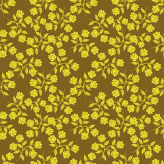 Seamless vintage pattern abstract. wonderful pink flowers, golden leaves on a dark blue background. vector texture . trend print for textiles