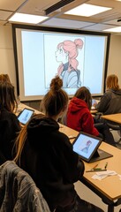 Obraz premium Digital Animation Workshop for Teens - Classroom Instruction and Engagement with Tablets