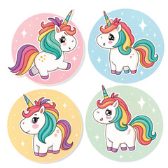 Unicorn Stickers with White Background