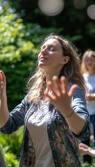 Outdoor Dance Therapy Workshop in a Tranquil Garden for Healing and Relaxation