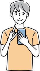 スマホを操作する男性