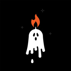 Ghost candle. Holiday, Halloween party. Vector