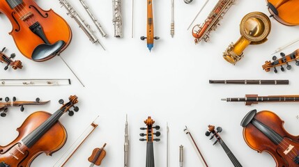 Naklejka premium String and wind instruments arranged symmetrically.