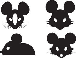 Line Art Mouse Heads for Modern Design
