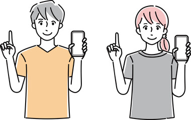 スマホを操作する男女