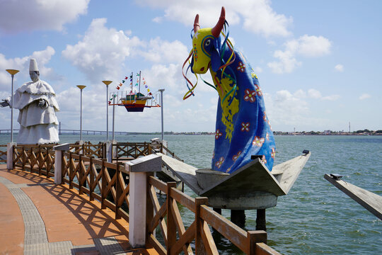 Boi de Reis Reisado statue in Largo da Gente Sergipana promenade in Aracaju, Sergipe, Brazil