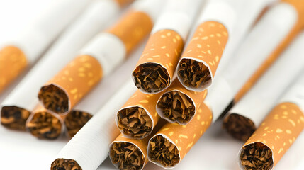 Top view of cigarettes with selective focus