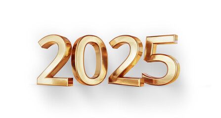2025 golden number bold-font-weight as new year, metallic glossy 3d