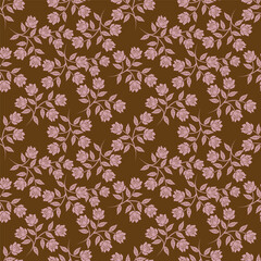 Seamless vintage pattern abstract. wonderful pink flowers, golden leaves on a dark blue background. vector texture . trend print for textiles