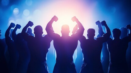 Team Celebration with Joyful Expressions on Stage