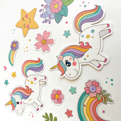 Unicorn Stickers with White Background