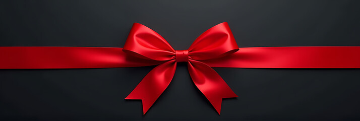 A sleek red ribbon is tied into a bow against a dark background, evoking themes of elegance and celebration._00001_