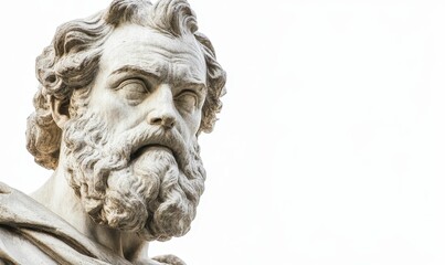 Fototapeta premium Stone bust, weathered, bearded man, classical style.