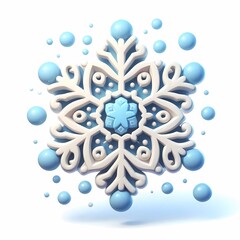 blue snowflake 3D art isolated on white