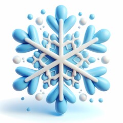 blue cartoon snowflake on white background