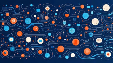 Abstract tech circuit graphic design illustration.