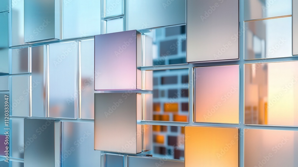 Poster frosted glass effect, semi-transparent patterns with muted colors