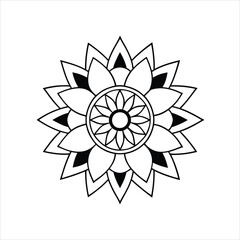 Black Vintage Mandala Floral Line Art Vector Design
