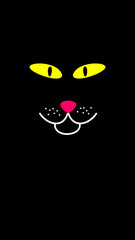Stylized Black Cat Face Artwork