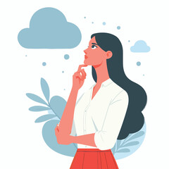 a girl is thinking vector