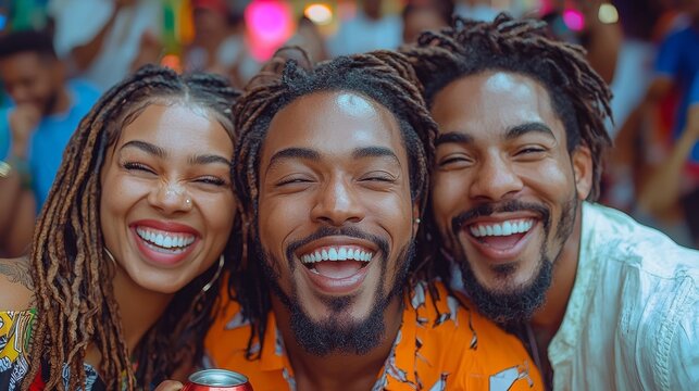 Fiesta de afroamericanos, o latinos, donde se divierten con risas y bebidas alcoh&oacute;licas.