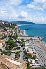 Obraz premium Port in Salerno from Vietri sul Mare, Amalfi Coast, Salerno, Campania, Italy, Europy