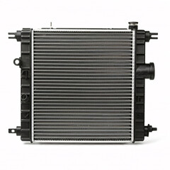 Fototapeta premium Car radiator standing upright against a white background