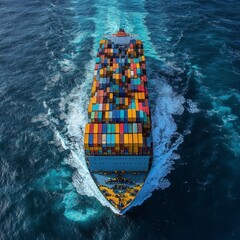Transporte de mercancías por barcos, cargados de contenedores