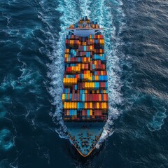 Transporte de mercancías por barcos, cargados de contenedores