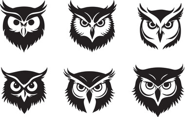 Naklejka premium Dynamic Owl Head Designs for Nature-Themed Events 
