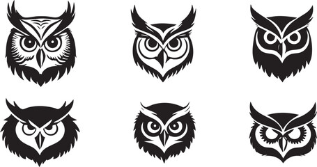 Modern Owl Head Art for Digital Design Projects
