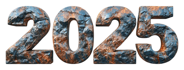 3D 2025 text with gemstone texture