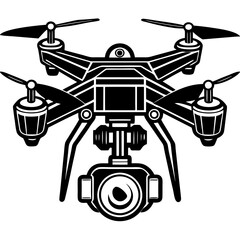Drone with camera silhouette vector