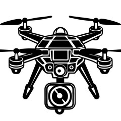 Drone with camera silhouette vector
