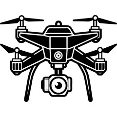 Drone with camera silhouette vector