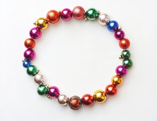 Obraz premium circular wreath with multicolor Christmas ornaments