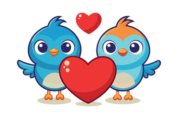 adorable blue and orange love birds with hearts: ideal for wedding invitations and love-themed projects