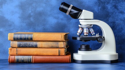 Microscope and Antique Books: A Still Life of Scientific Exploration and Knowledge